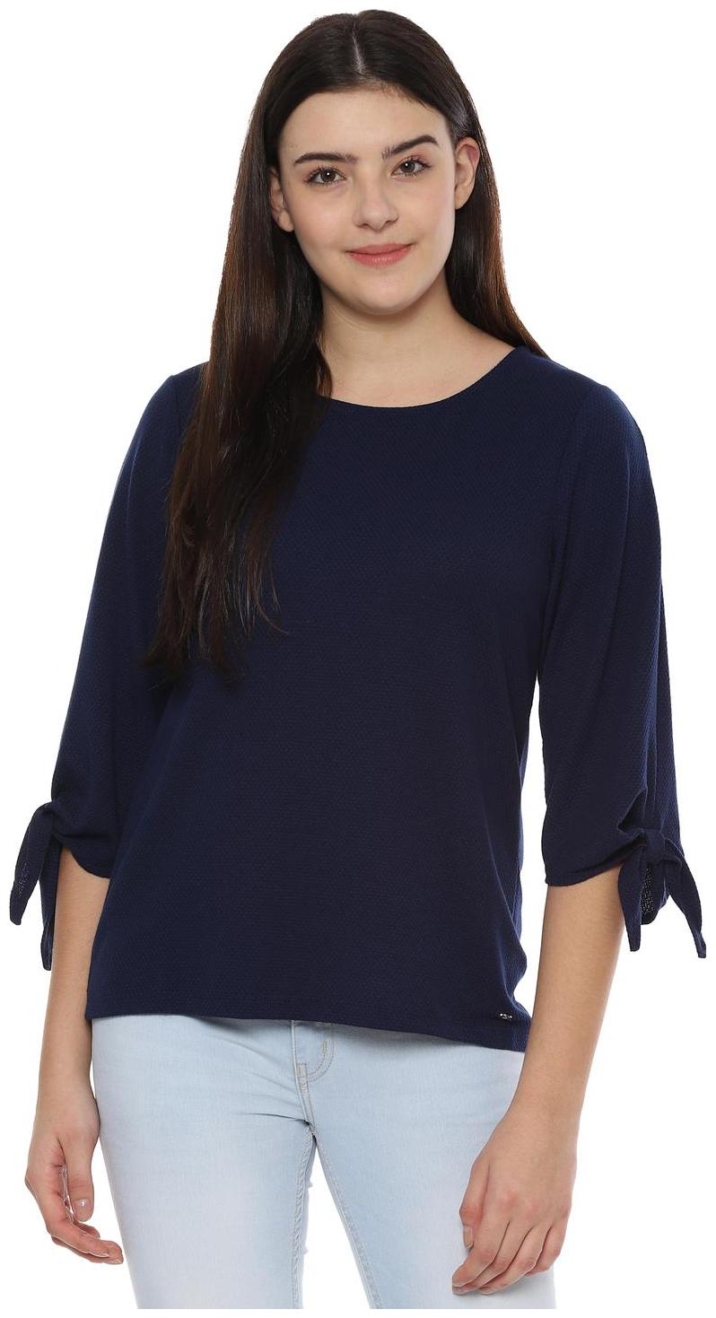 

Allen Solly Women Self design Regular top - Blue