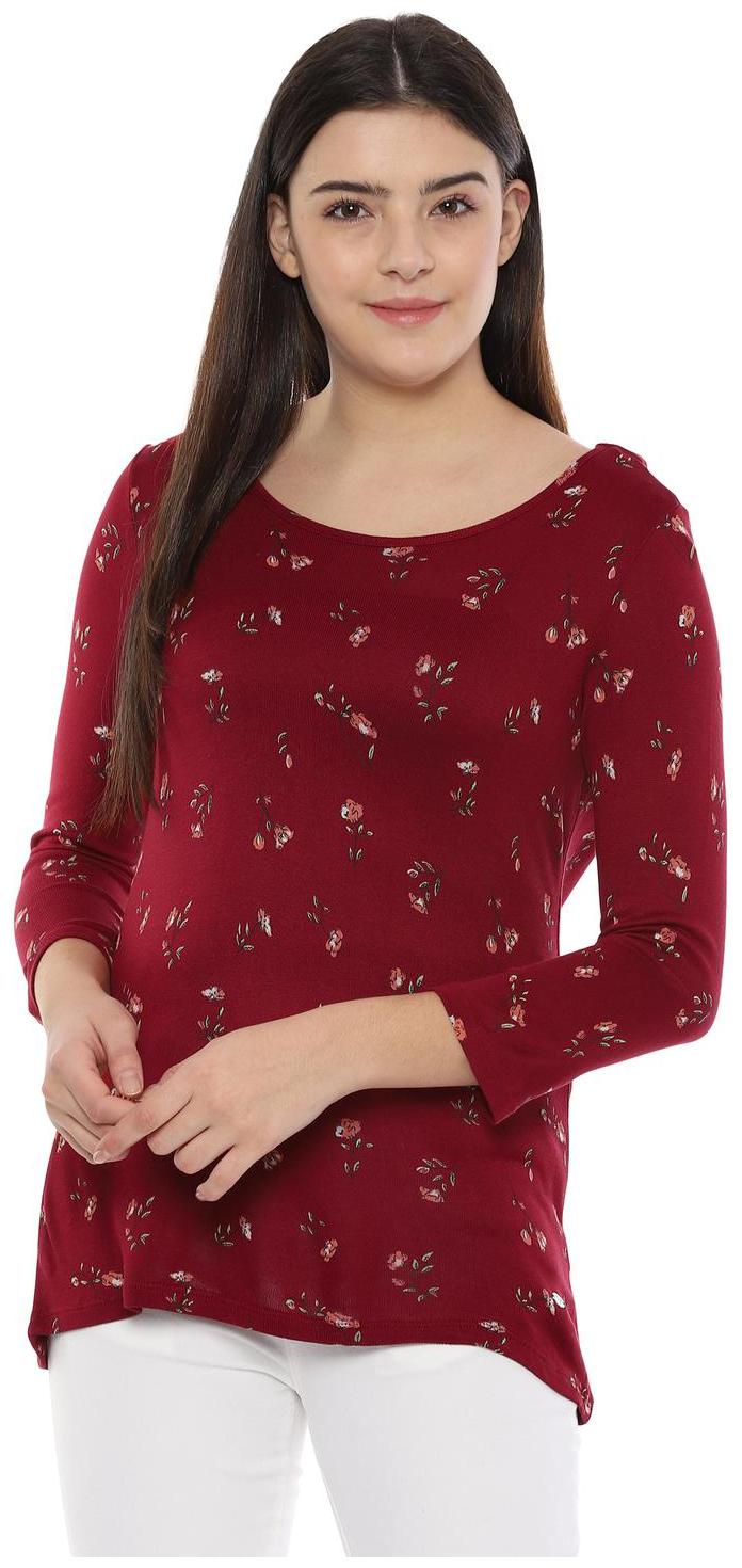 

Allen Solly Women Printed Regular top - Maroon
