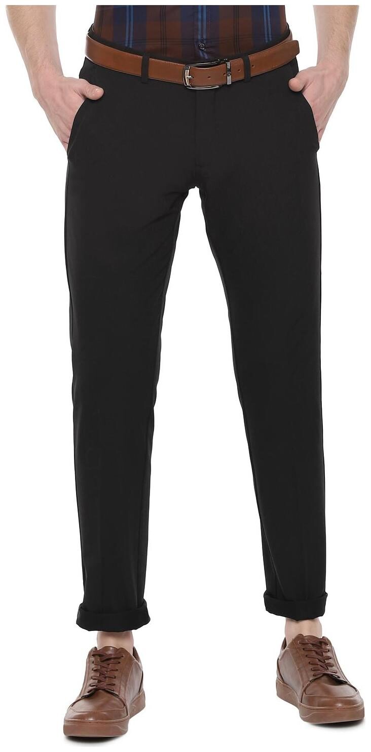 

Allen Solly Men Black Solid Slim fit Regular trousers