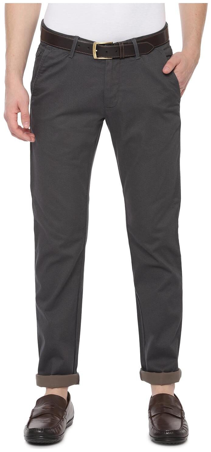 

Allen Solly Men Grey Solid Slim fit Regular trousers