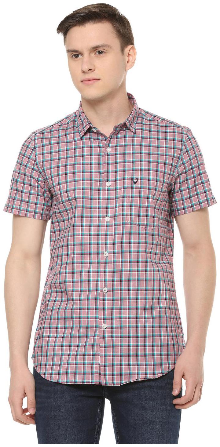 

Allen Solly Men Pink Checked Slim Fit Casual Shirt