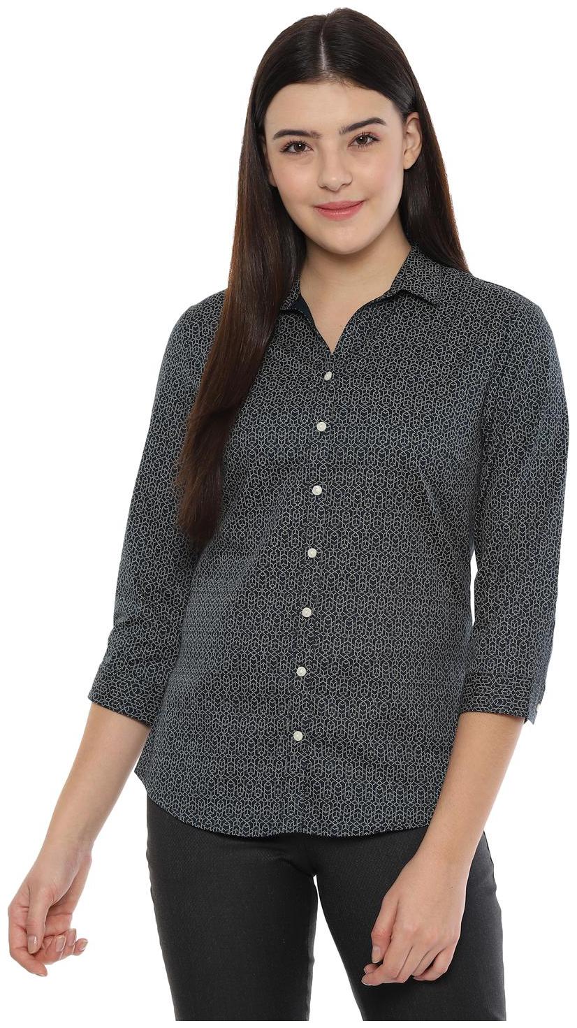 

Allen Solly Women Blue Printed Regular Fit Shirt