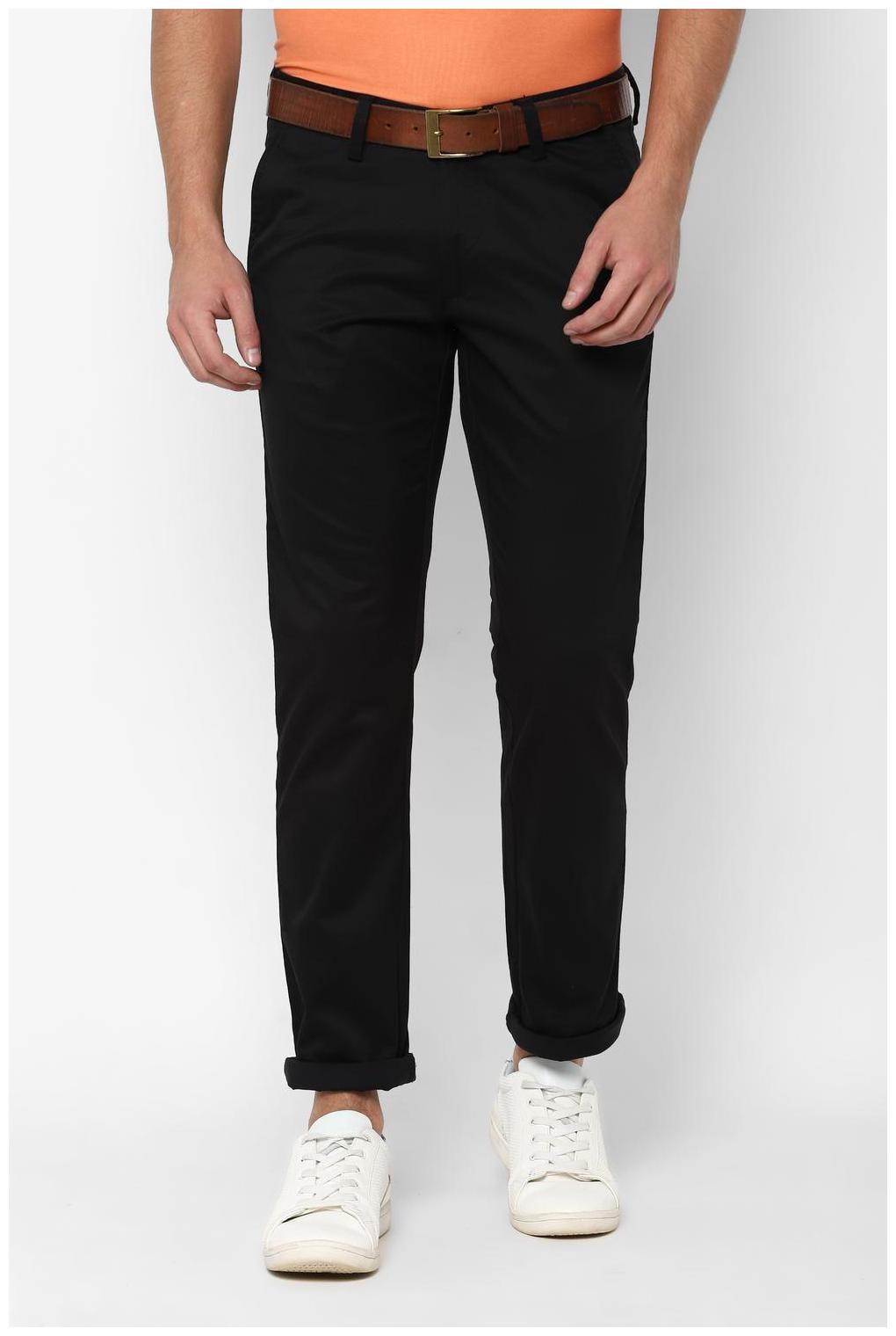 

Allen Solly Men Black Solid Slim fit Regular trousers