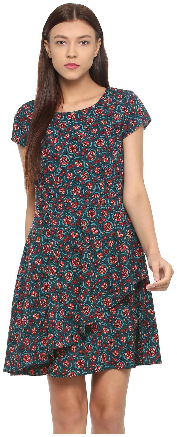 

Allen Solly Blue Printed A-line dress