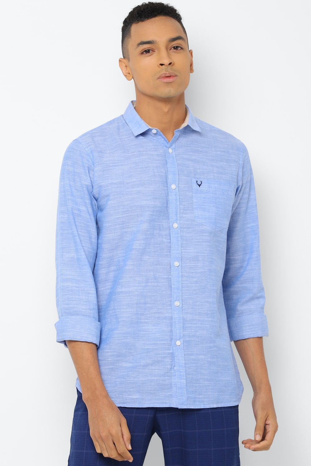 

Allen Solly Men Blue Solid Slim Fit Casual Shirt