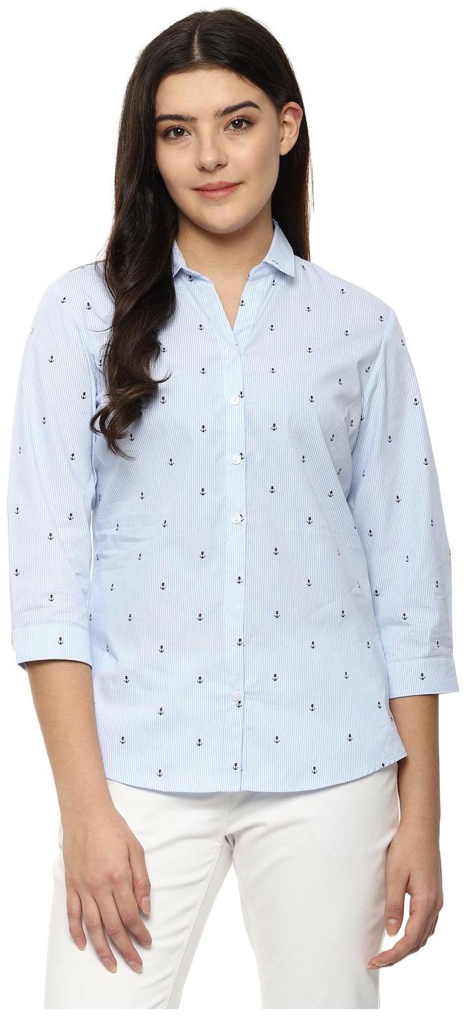 

Allen Solly Women Blue Striped Regular Fit Shirt