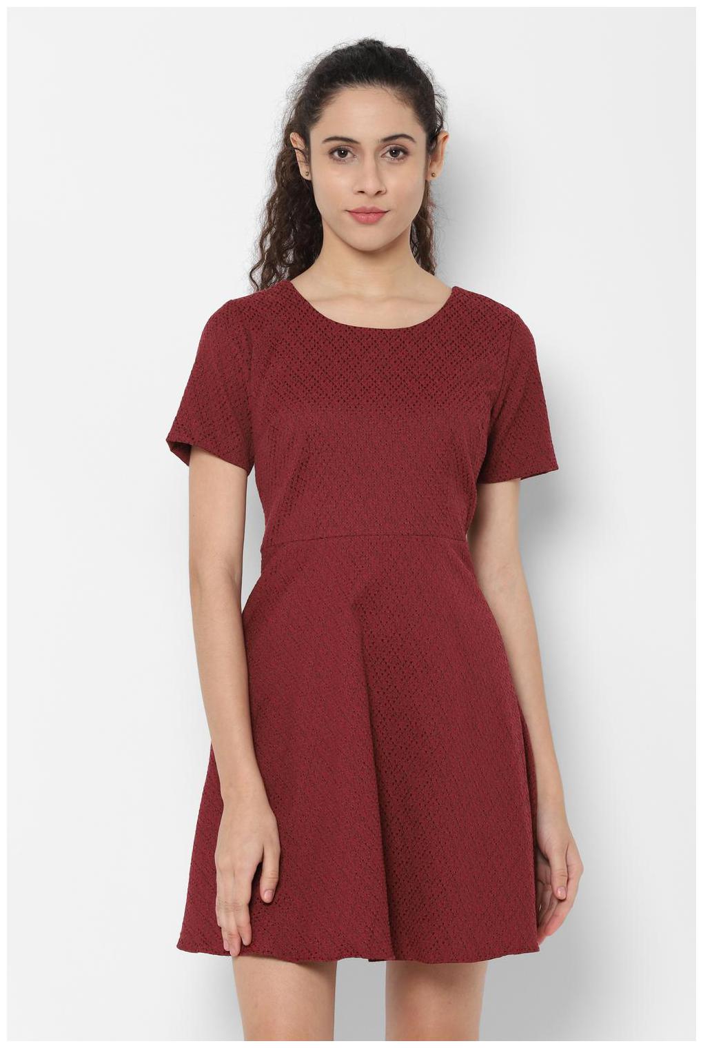 

Allen Solly Maroon Self design A-line dress