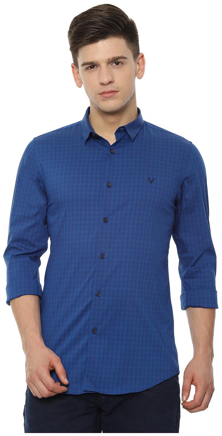 

Allen Solly Men Blue Checked Slim Fit Casual Shirt