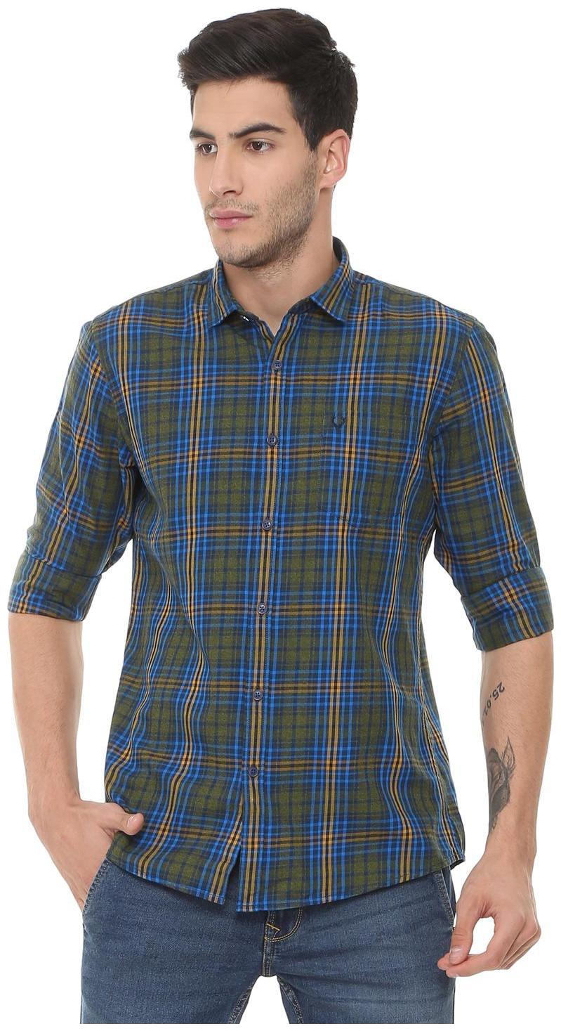 

Allen Solly Men Blue Checked Regular Fit Casual Shirt