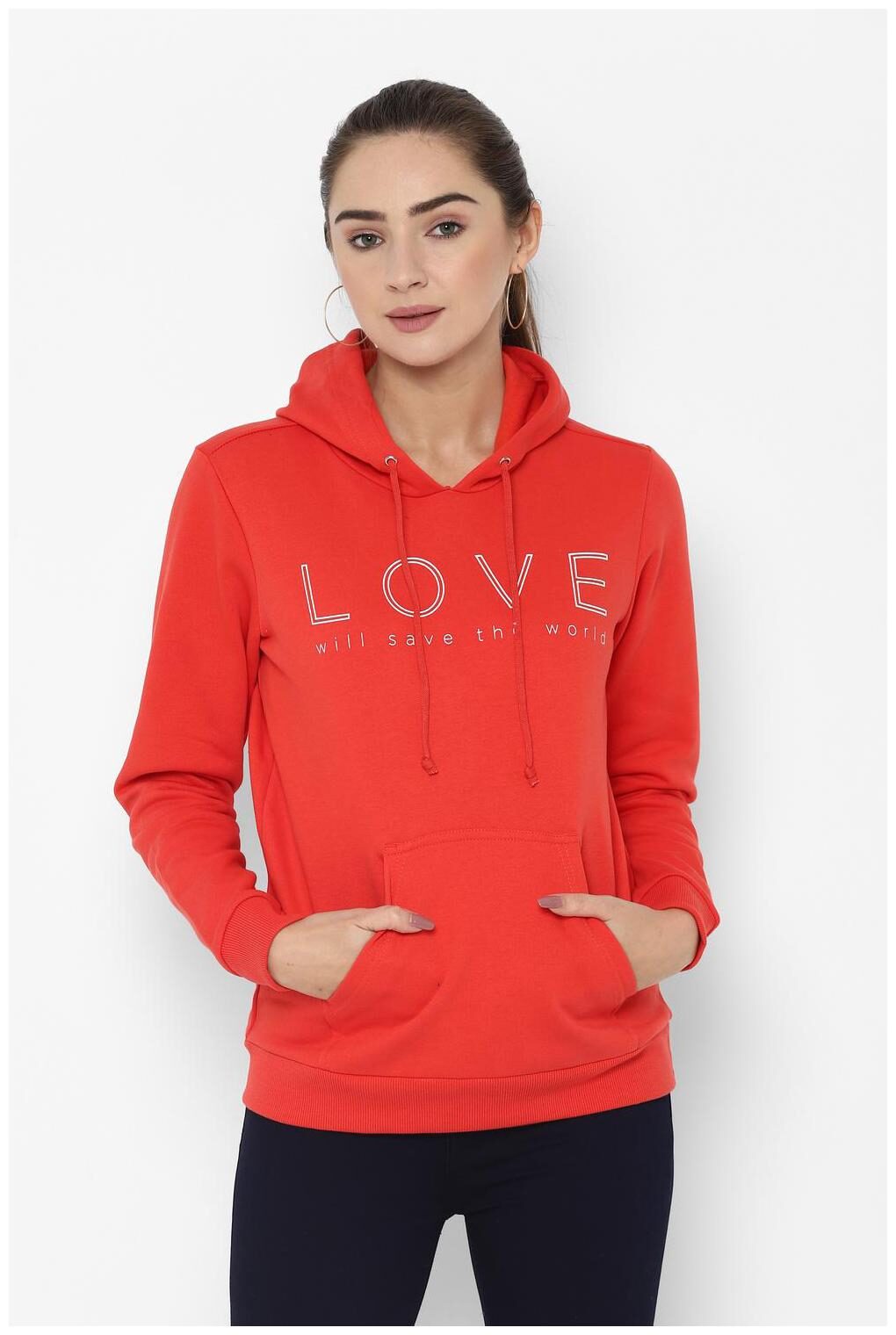 

Allen Solly Women Printed Hoodie - Orange