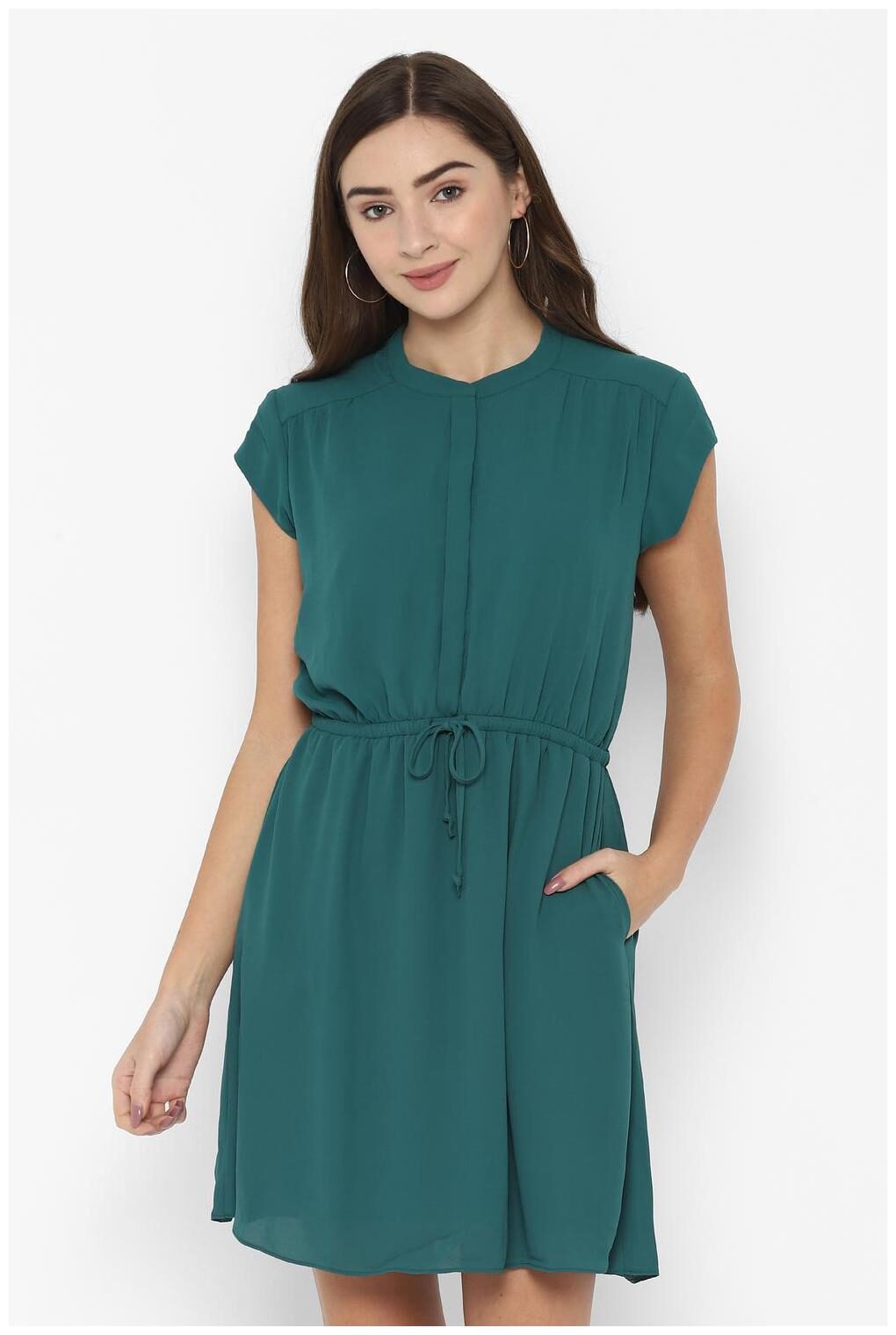 

Allen Solly Green Solid A-line dress