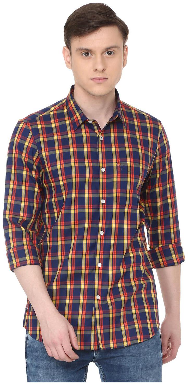

Allen Solly Men Blue Checked Slim Fit Casual Shirt