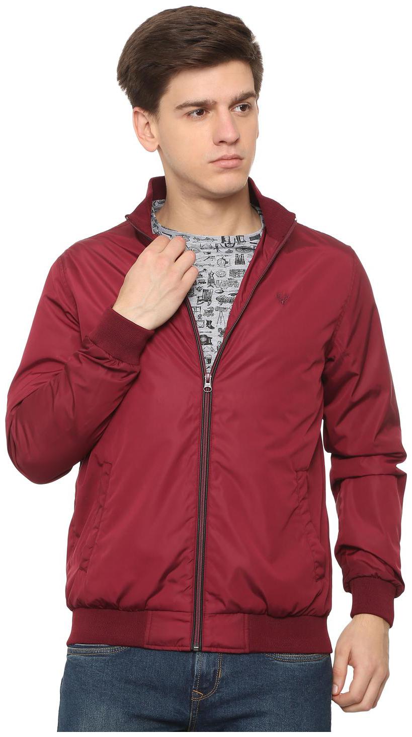 

Allen Solly Men Maroon Solid Bomber jacket