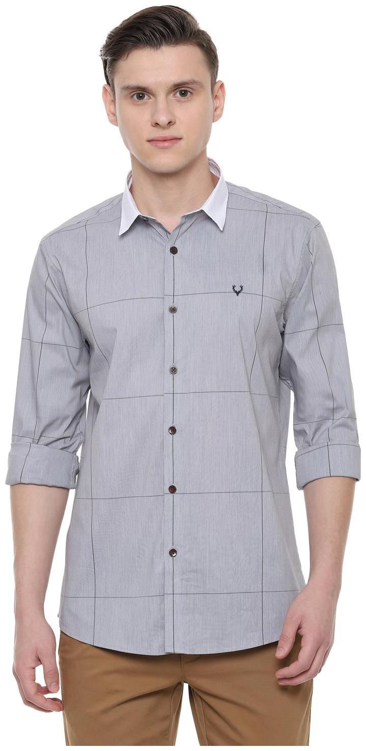 

Allen Solly Men Grey Checked Slim Fit Casual Shirt