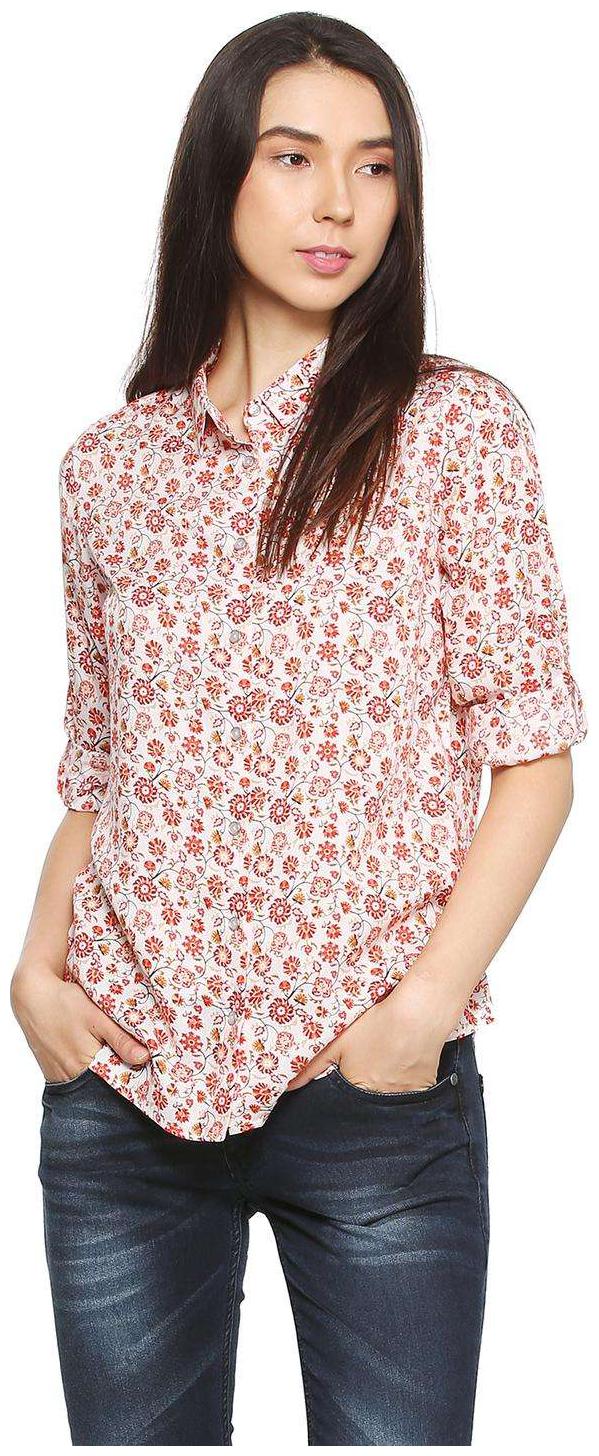 

Allen Solly Women Red Printed Regular Fit Shirt