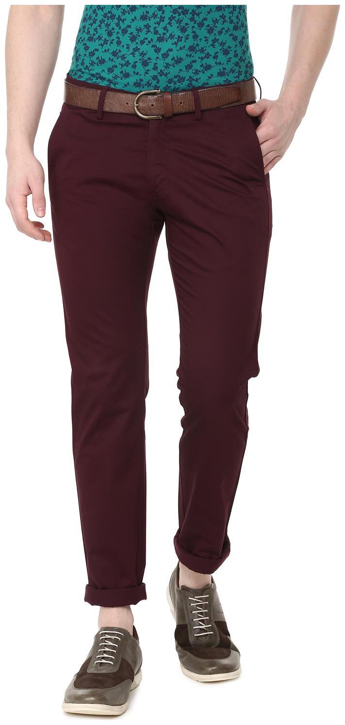 

Allen Solly Men Maroon Solid Slim fit Regular trousers