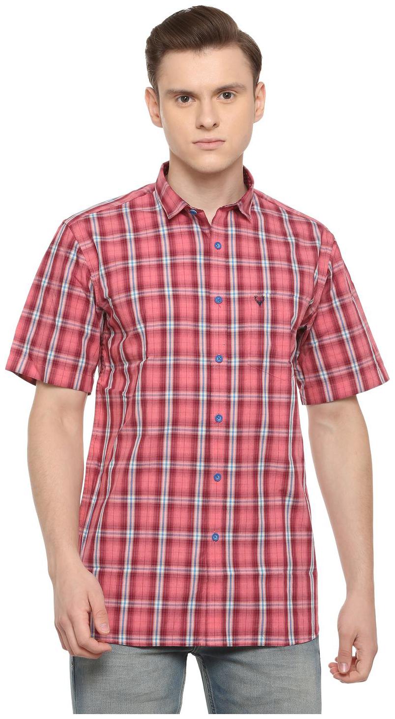 

Allen Solly Men Pink Checked Slim Fit Casual Shirt