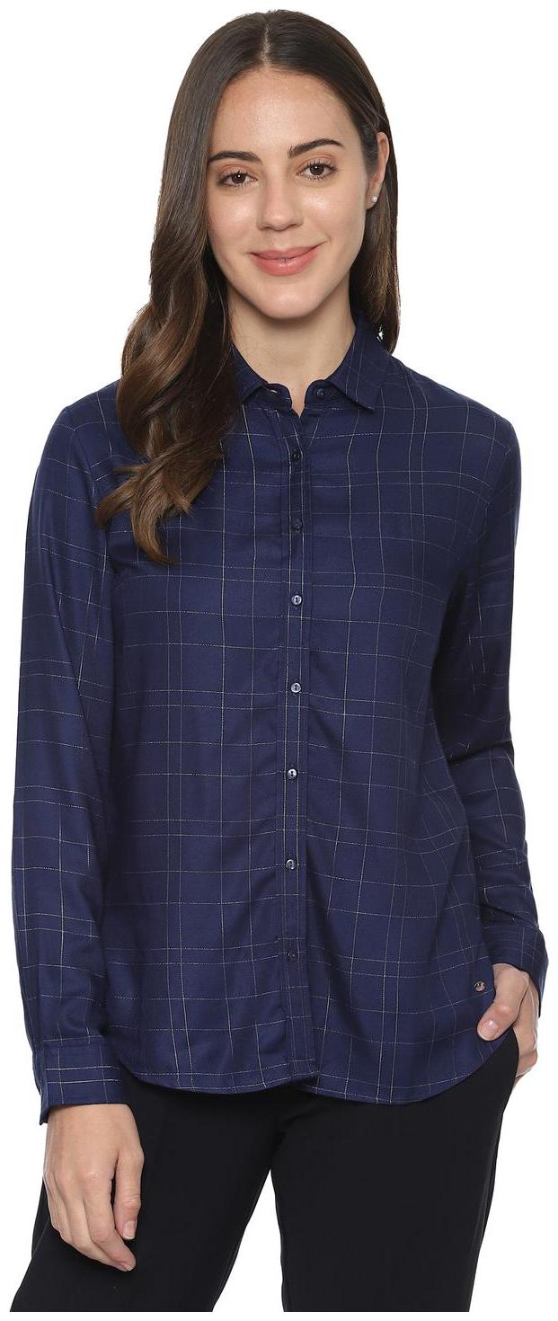 

Allen Solly Women Blue Checked Regular Fit Shirt