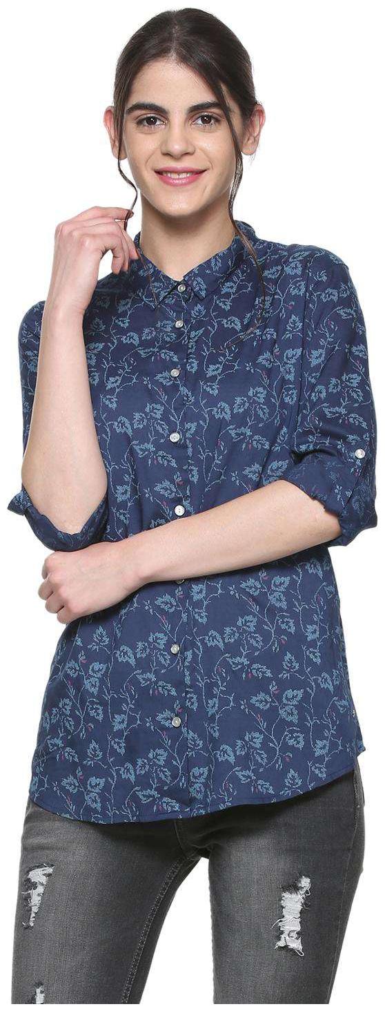 

Allen Solly Women Blue Printed Regular Fit Shirt