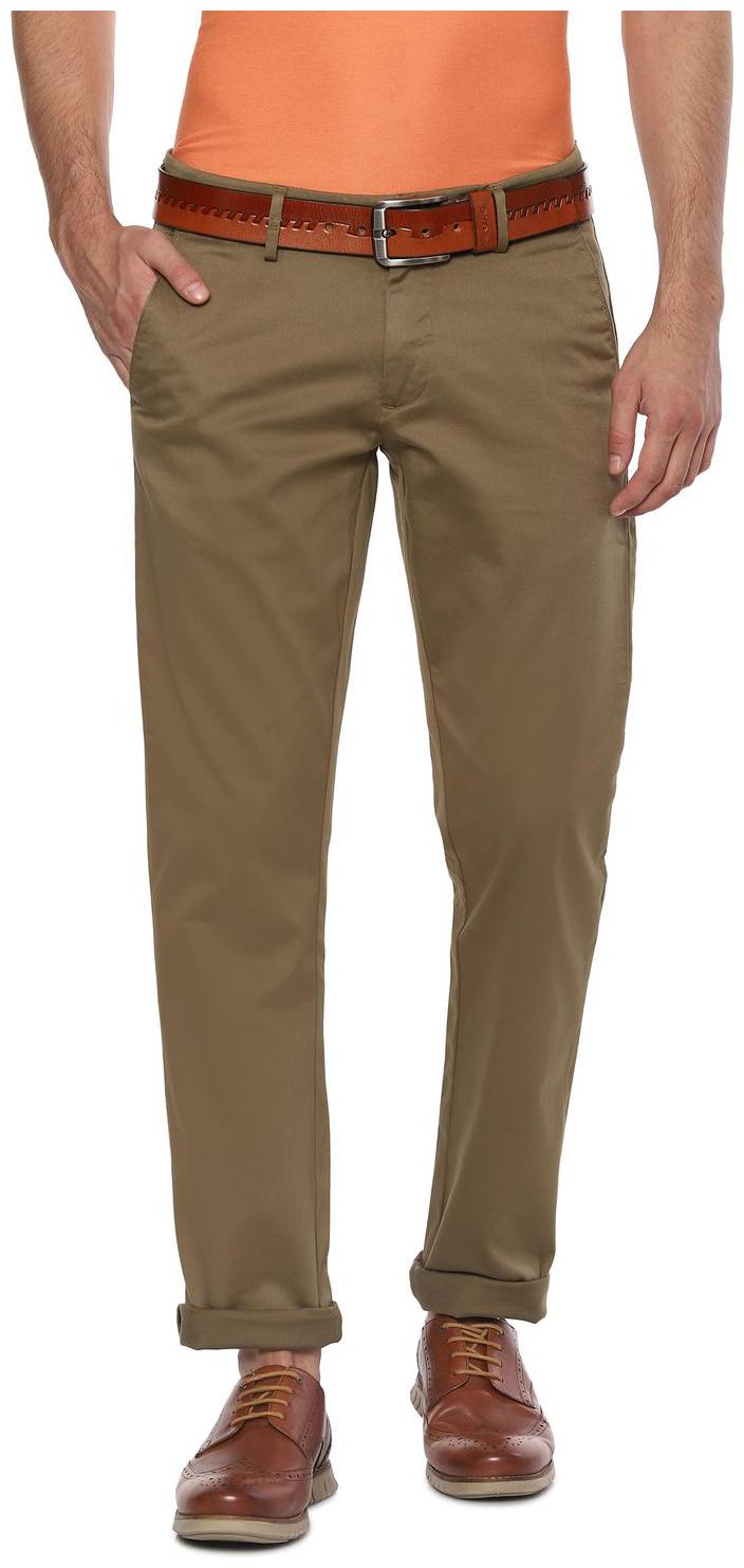 

Allen Solly Men Brown Textured Slim fit Regular trousers