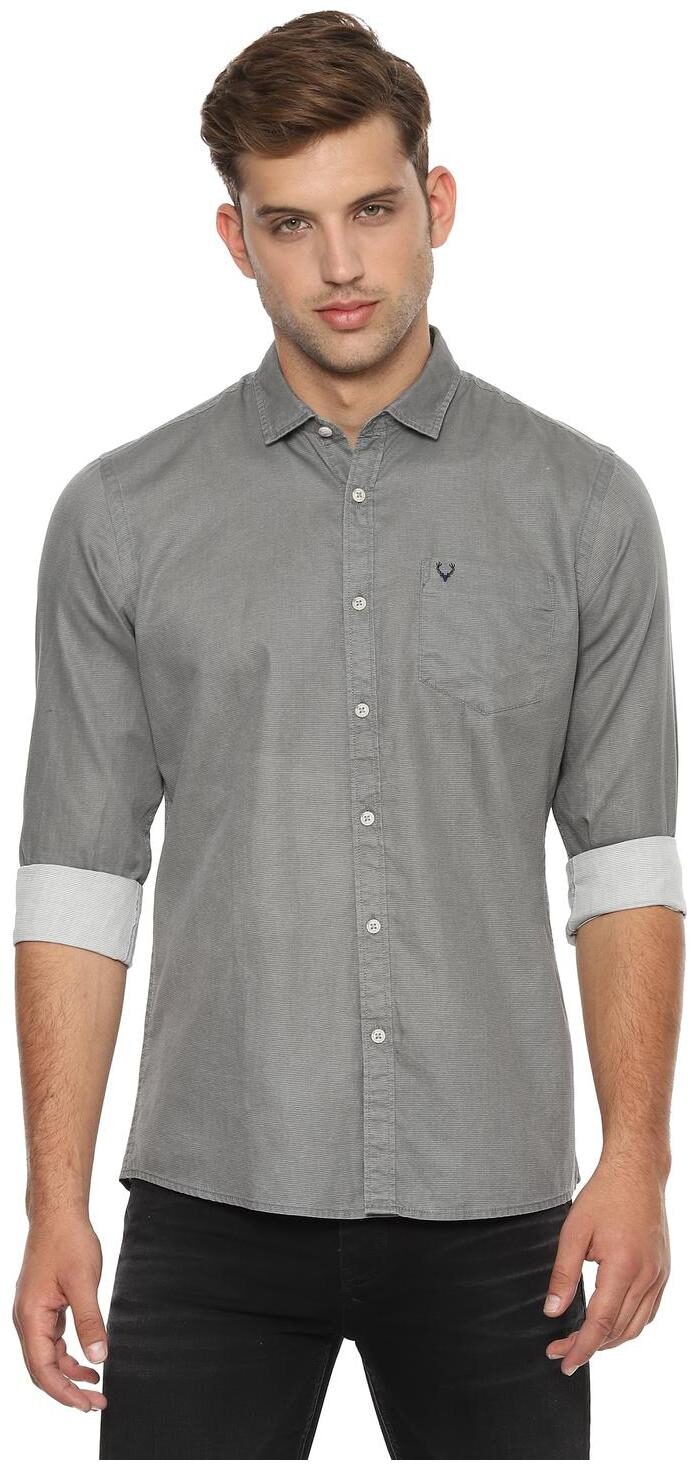 

Allen Solly Men Grey Weaved Regular Fit Casual Shirt
