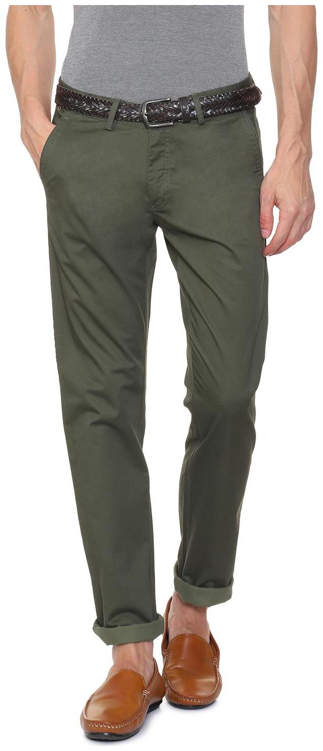

Allen Solly Men Solid Slim Fit Formal Trouser - Green