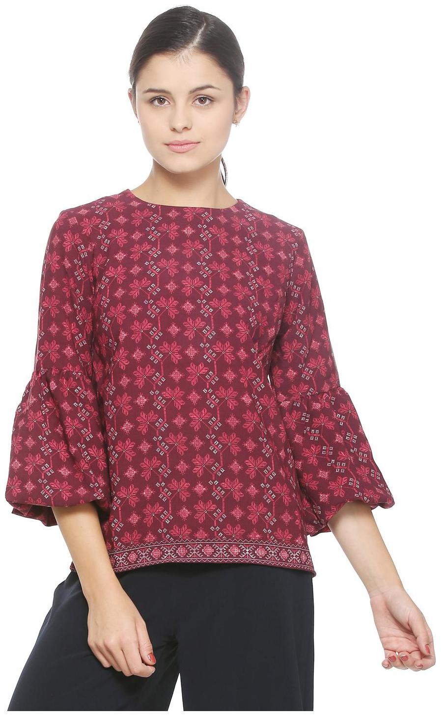 

Allen Solly Women Printed Regular top - Maroon