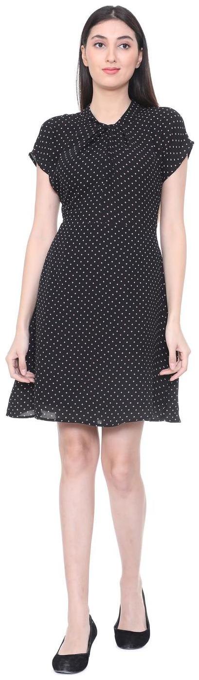 

Allen Solly Black Printed A-line dress