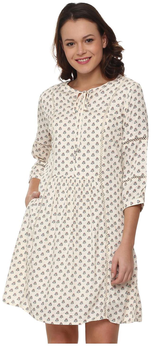 

Allen Solly Beige Printed A-line dress