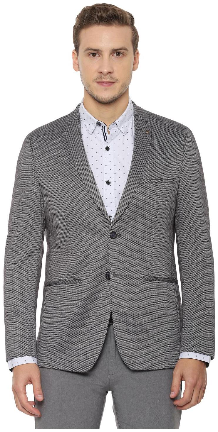 

Allen Solly Men Grey Textured Slim fit Single Breasted Blazer