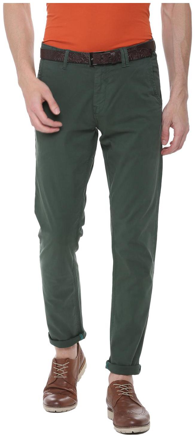 

Allen Solly Men Green Textured Slim fit Regular trousers