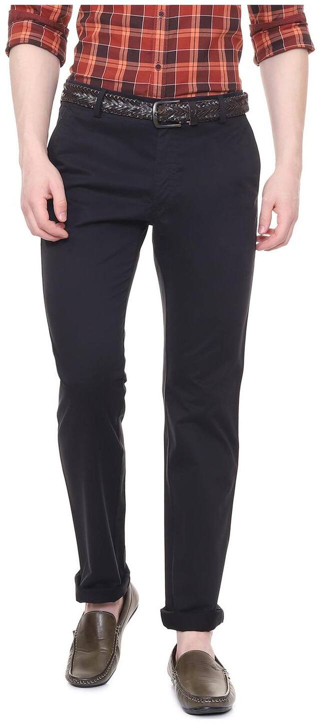 Allen Solly Men Blue Solid Regular fit Regular trousers