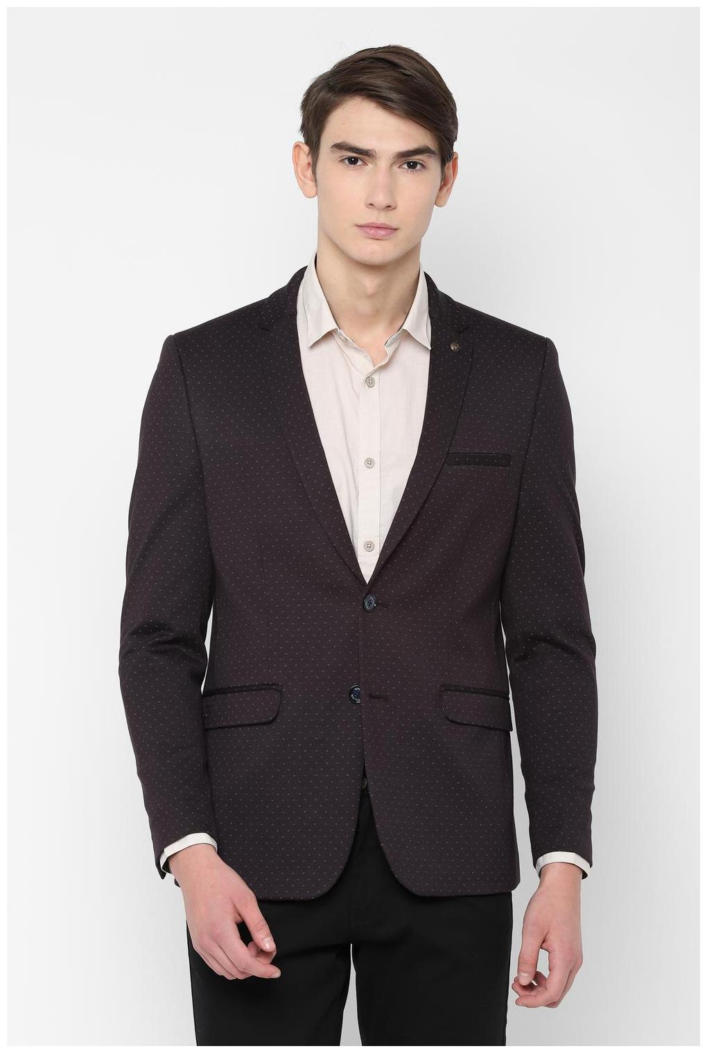 

Allen Solly Men Purple Printed Slim fit Single Breasted Blazer