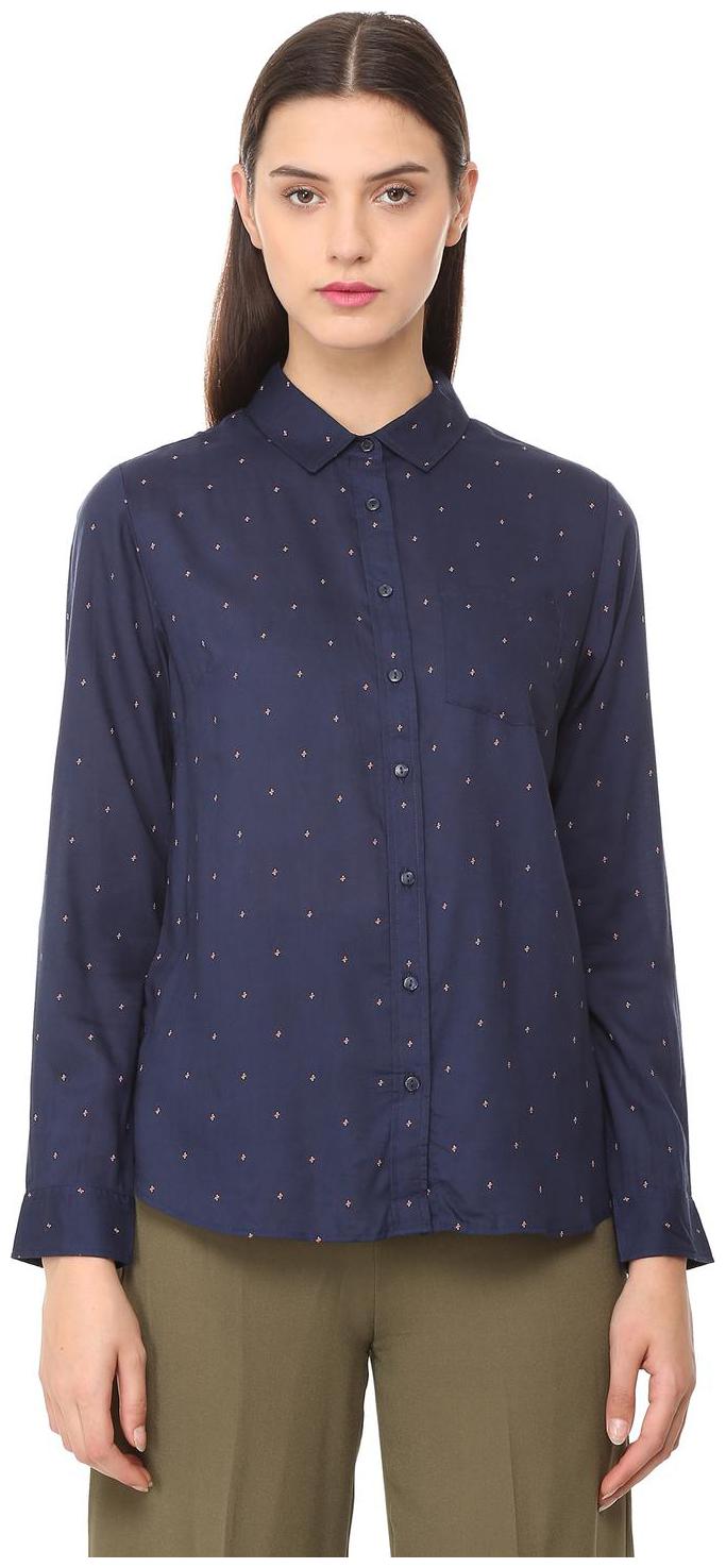 

Allen Solly Women Blue Printed Regular Fit Shirt