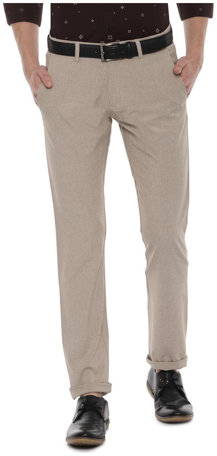 

Allen Solly Men Beige Checked Slim fit Regular trousers