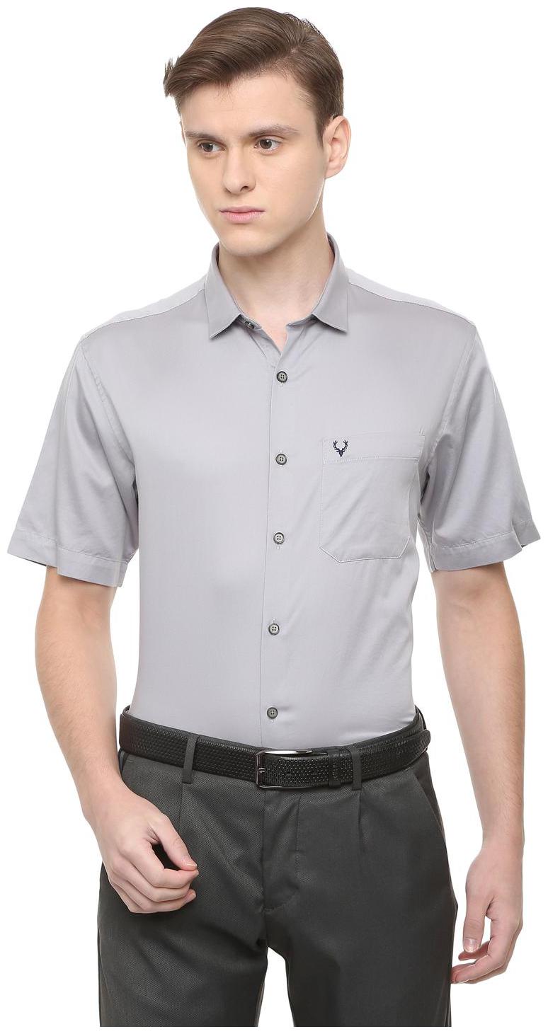 

Allen Solly Men Grey Solid Regular Fit Casual Shirt