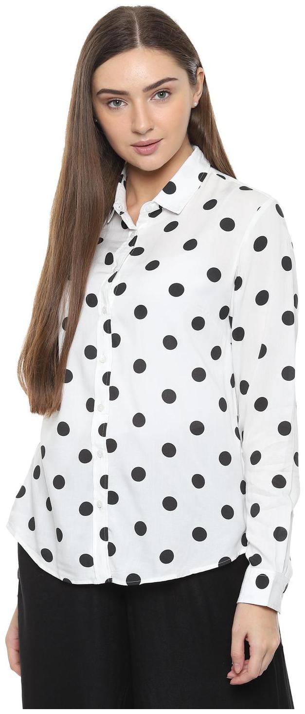 

Allen Solly Women White Polka Dots Regular Fit Shirt