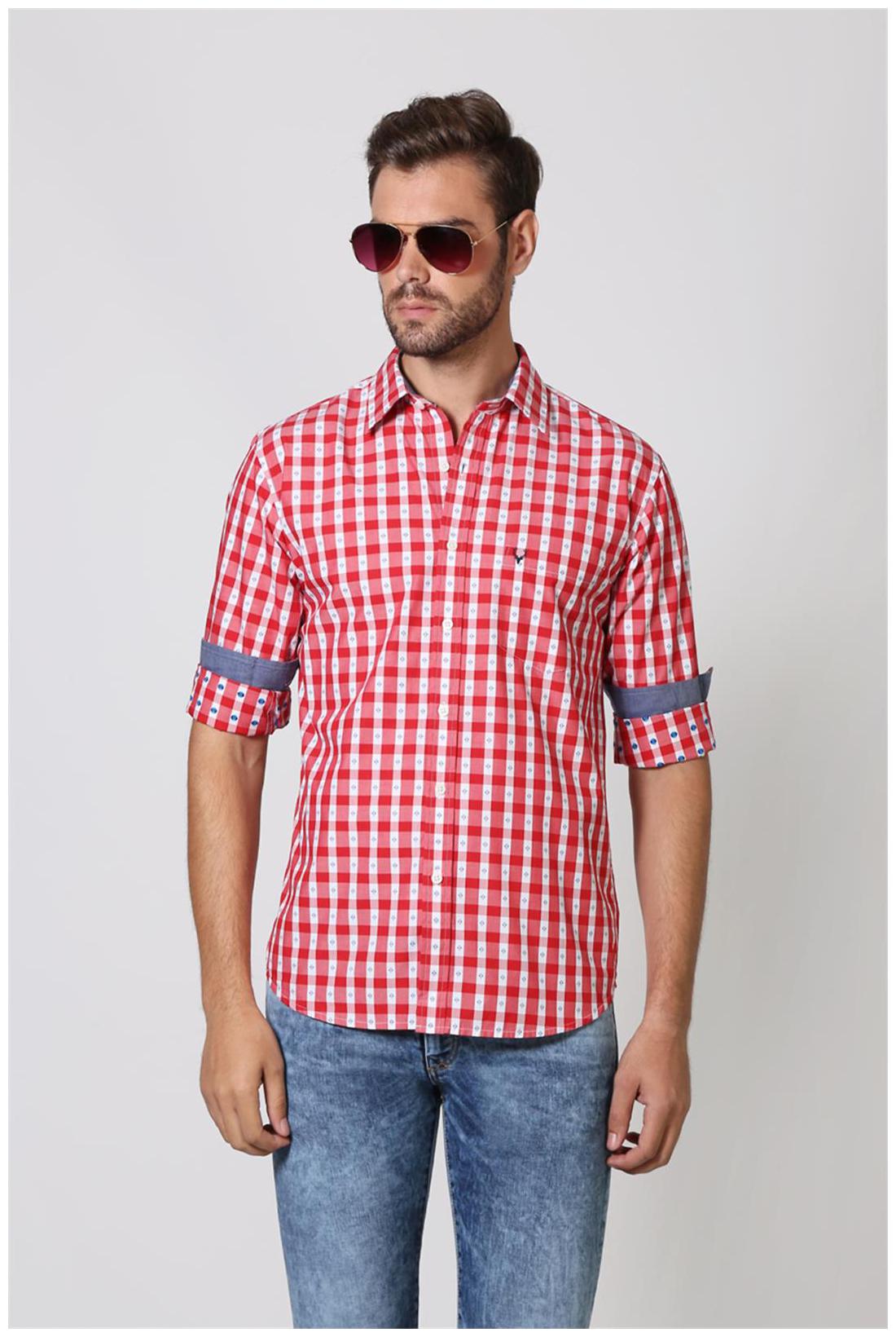 

Allen Solly Men Red Checked Slim Fit Casual Shirt