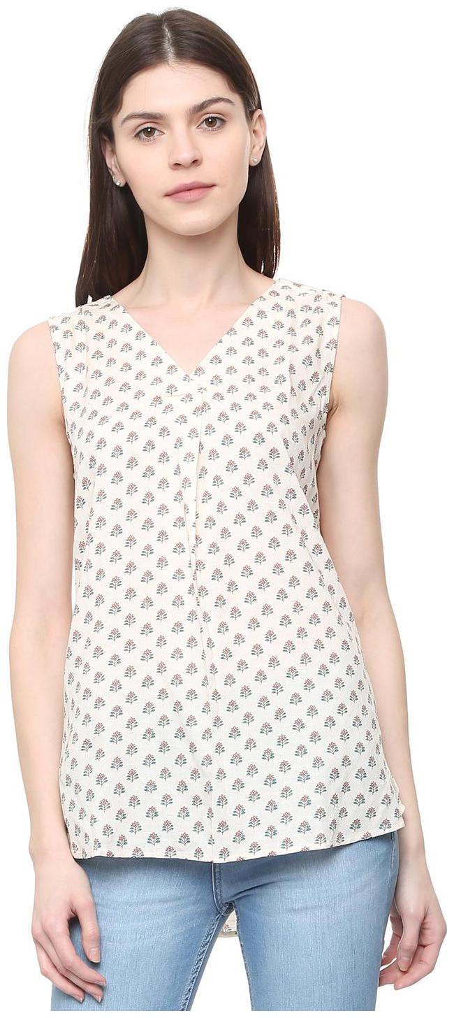 

Allen Solly Women Beige Regular fit V neck Viscose rayon T shirt