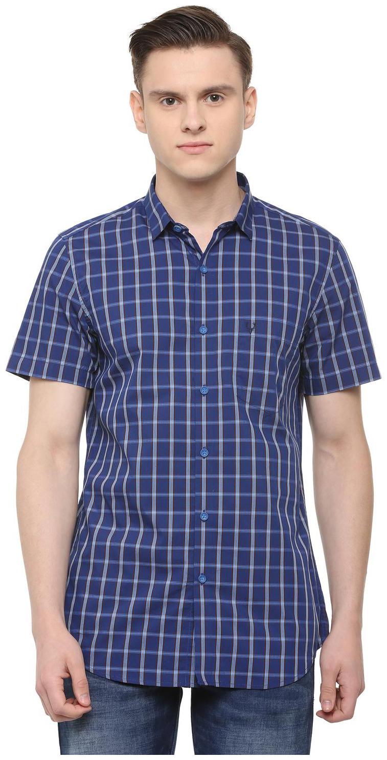 

Allen Solly Men Blue Checked Slim Fit Casual Shirt
