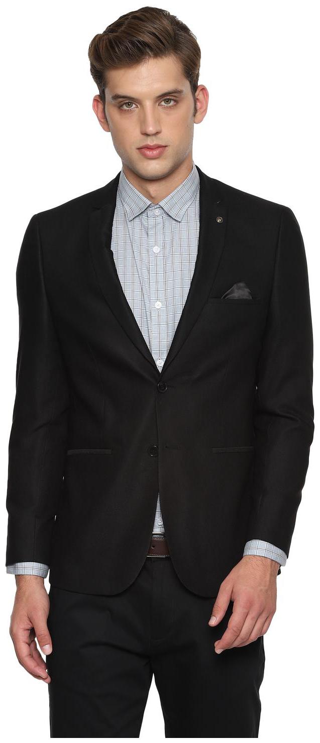 

Allen Solly Men Black Textured Slim fit Single Breasted Blazer