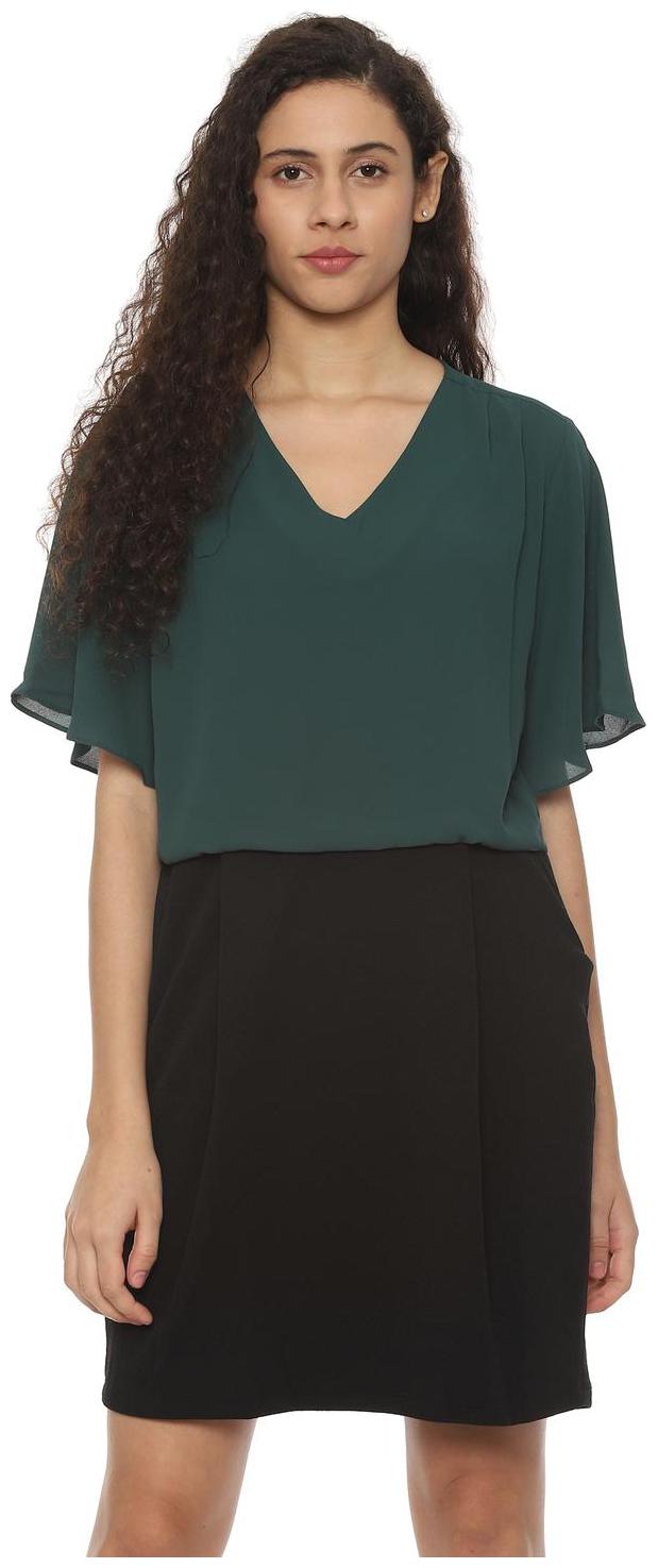 

Allen Solly Green Black Solid A-line dress