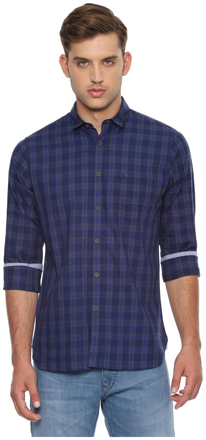 

Allen Solly Men Blue Checked Regular Fit Casual Shirt