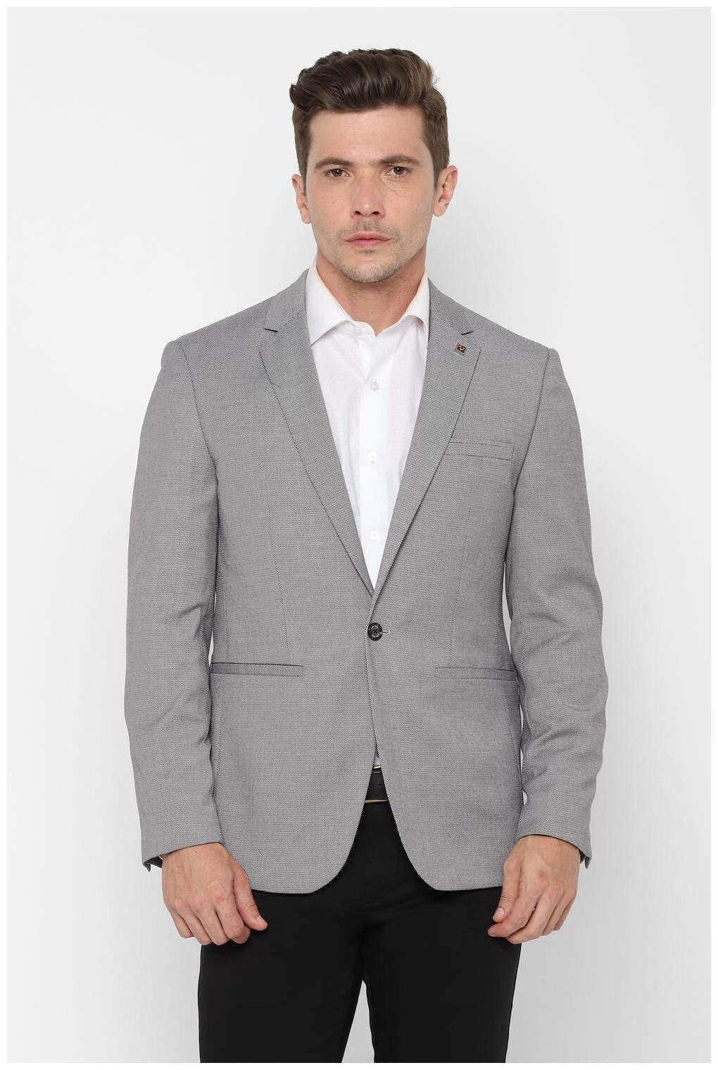 

Allen Solly Men Grey Textured Slim fit Single Breasted Blazer