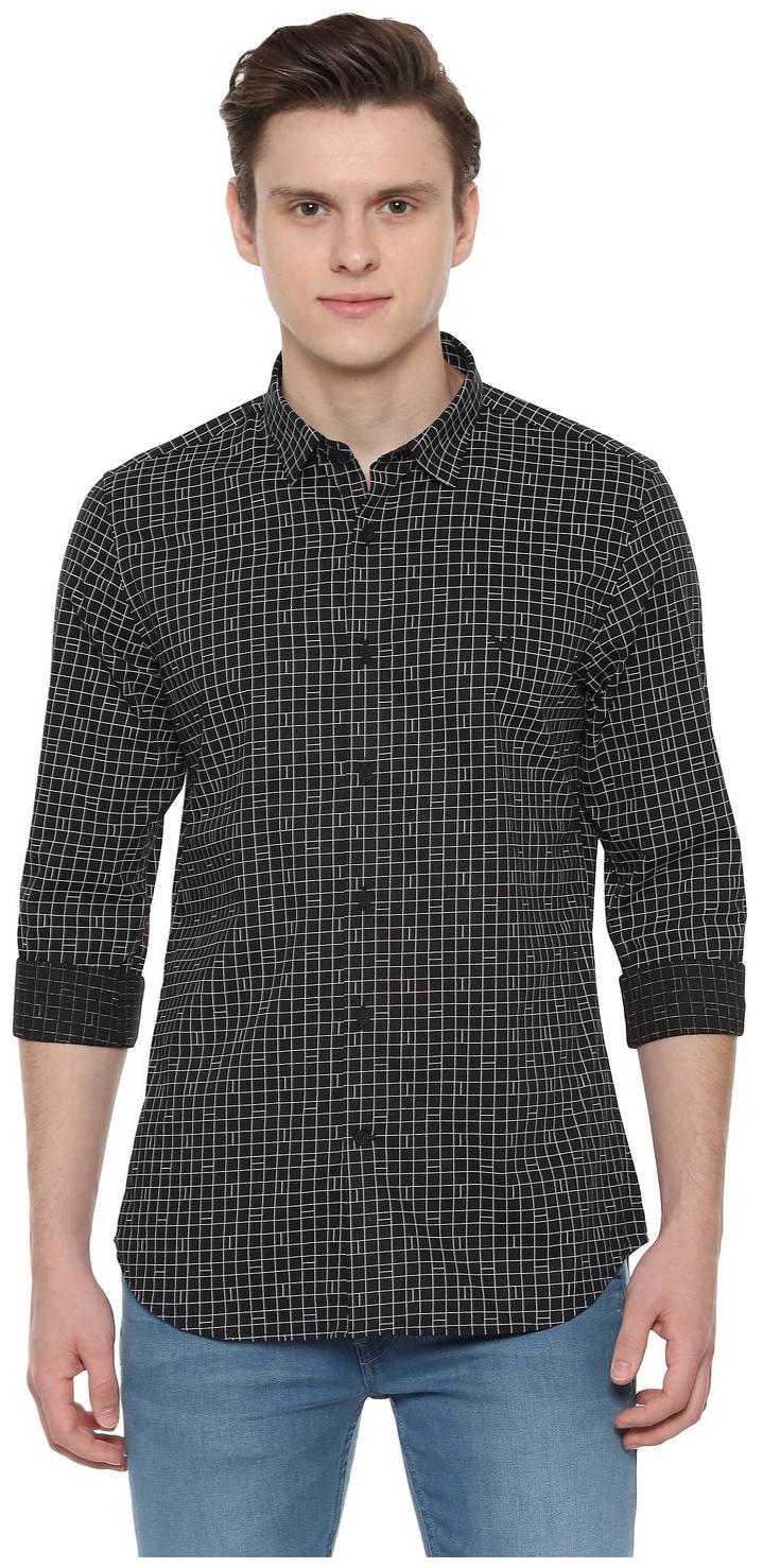 

Allen Solly Men Black Checked Super Slim Fit Casual Shirt