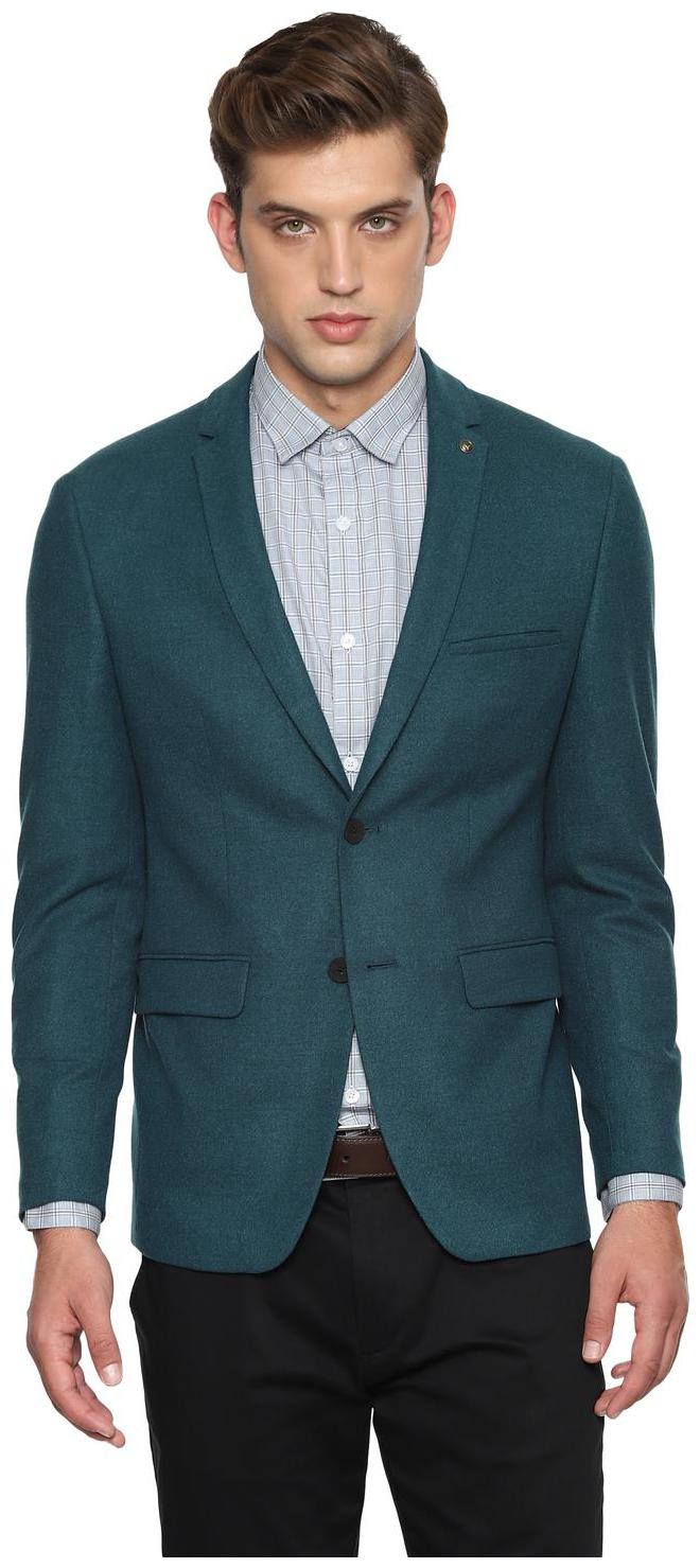 

Allen Solly Men Green Textured Slim fit Single Breasted Blazer