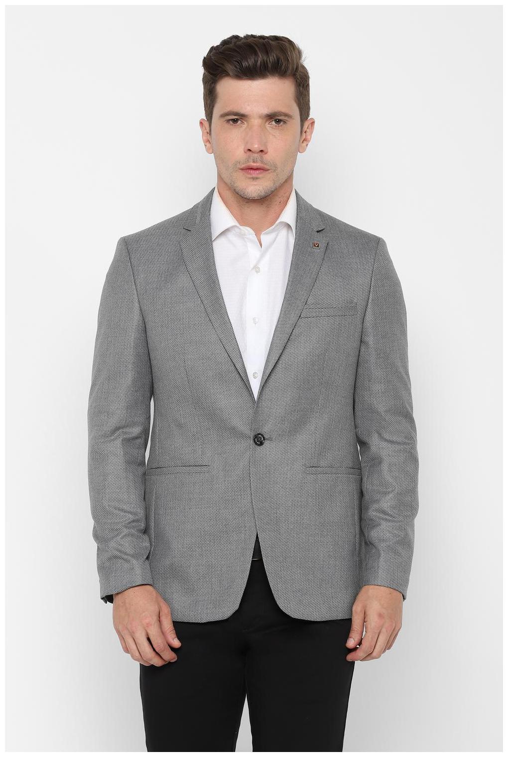 

Allen Solly Men Grey Textured Slim fit Single Breasted Blazer