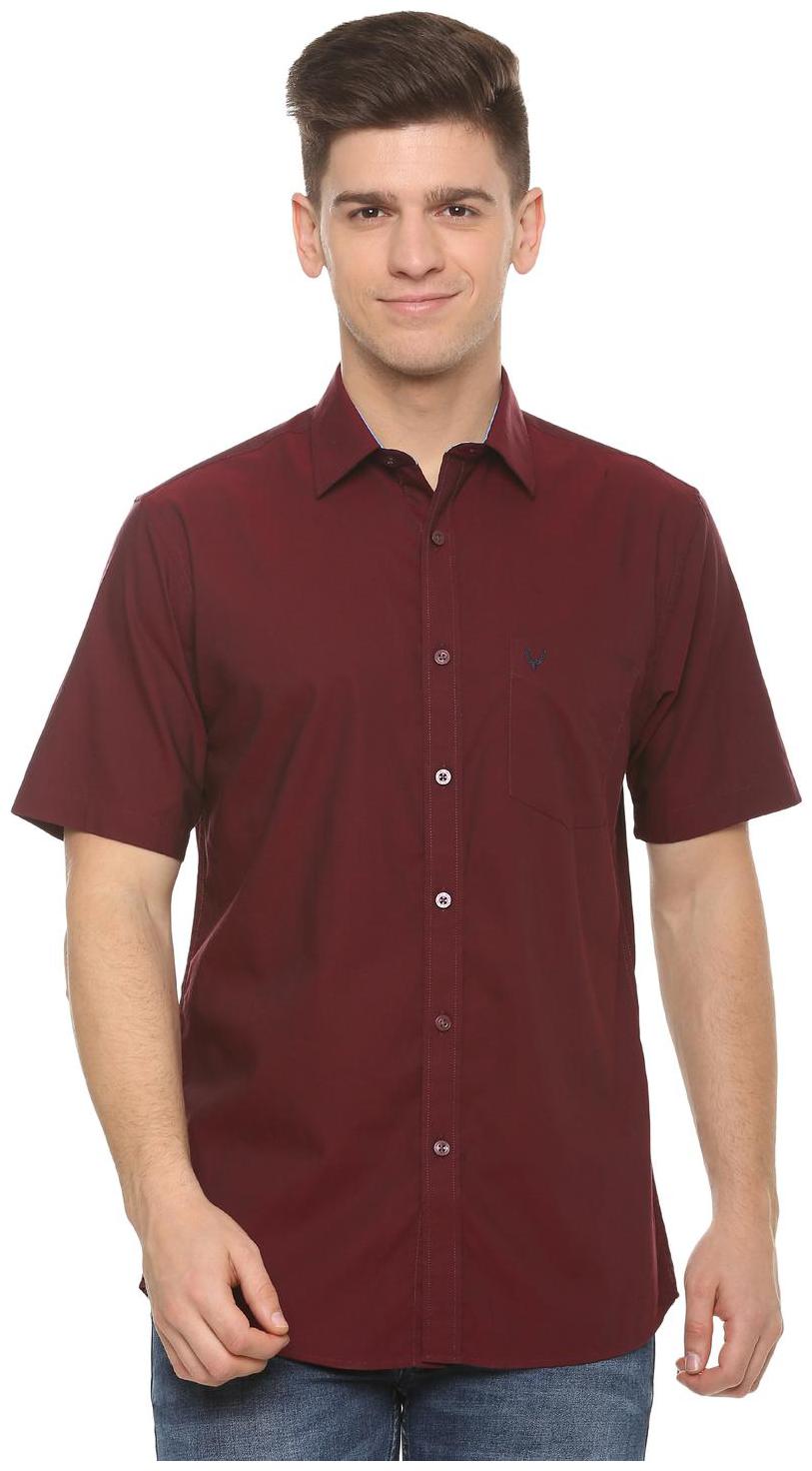 

Allen Solly Men Maroon Solid Slim Fit Casual Shirt
