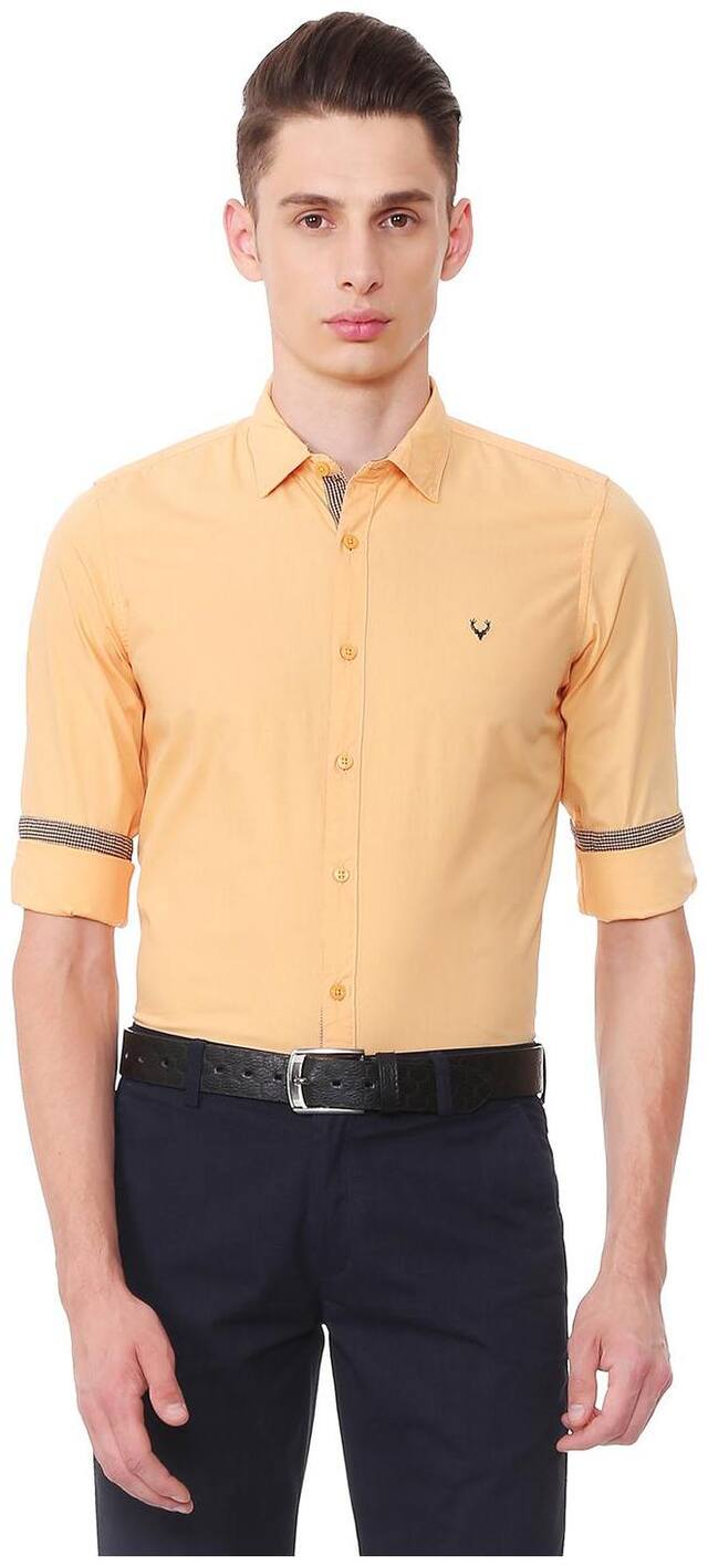 Allen Solly Men Orange Solid Regular Fit Casual Shirt