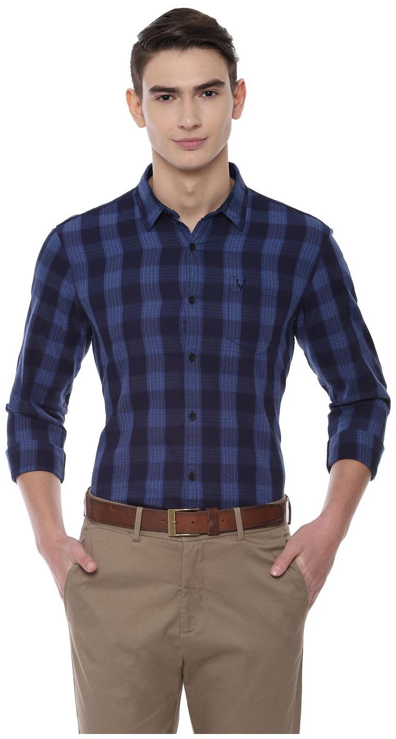 

Allen Solly Men Blue Checked Regular Fit Casual Shirt